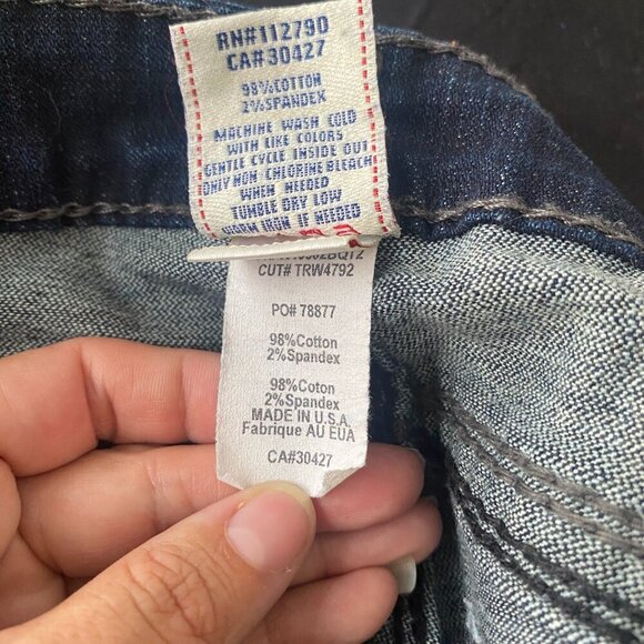 True Religion Low Rise Slim Straight Dark Denim Jeans Size 26 - Picture 8 of 9